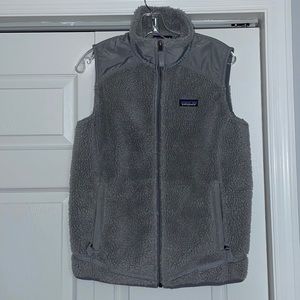 Women's Patagonia Feather Gray Retro X Deep Pile Fleece Vest Zip Up Jacket